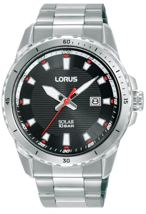 Lorus Reloj Analógico de Cuarzo para Hombre con Pulsera de Acero Inoxidable, Plata/Negro