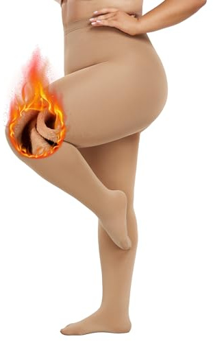 Sfit Thermo Strumpfhose Damen Grosse Grössen Winter Strumpfhosen Gefüttert Plus Size Fleece Thermostrumpfhosen Dick Warme Leggings Übergröße Plüschstrumpfhose(Hautfarben,3XL-4XL)