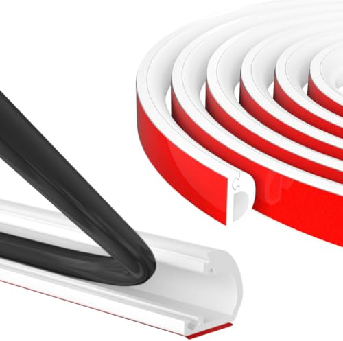 IVEOPPE Flexibel Kabelkanal Selbstklebend, 3m x 14mm x 10mm, Weiß | Kabelschutz Boden, Seitliche Öffnung, PVC Flexibler Kabelkanal, Für 1 Kabel, Für zu Hause, Büro, Schule, Lager