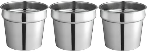 OCS Parts Pro Series 3-Pack 7 Quart Vegetable Inset Pots | 9.5 x 8.13 Stainless Steel Pot for Sauces, Soups, Stovetop, Soup Warmers, Steam Tables or Kitchen Utensil Organization