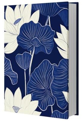 NBEADS Blauer Lotus Buchdeckel, Dehnbarer Bucheinband Jumbo Stoff Buchhüllen Wiederverwendbarer Buchschutz für Hardcover Lehrbücher Paperback bis zu 20.6x27.4cm