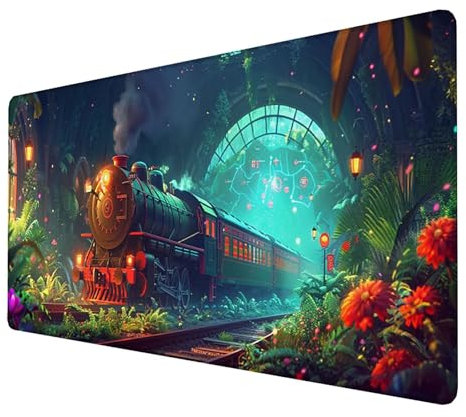 Alfombrilla Ratón, Alfombrilla Ratón XXL Gaming Tapete Escritorio Ordenador (1400x600x3mm) Protector Escritorio Alfombrilla Antideslizante para Ratón Láser y Óptico (Tren) mousepad (Color) 6-6-W
