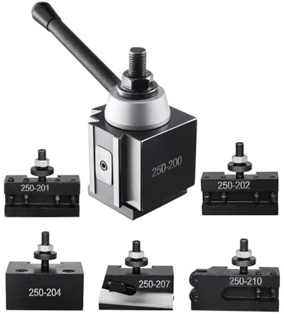 VEVOR Set di Portautensili a Cambio in Acciaio Resistente, 6 Pezzi, Include Portautensili per Tornio, Portautensili a Cuneo per Tornitura, per Mini Torni e Torni per Metallo, Oscillazione 254-381 mm