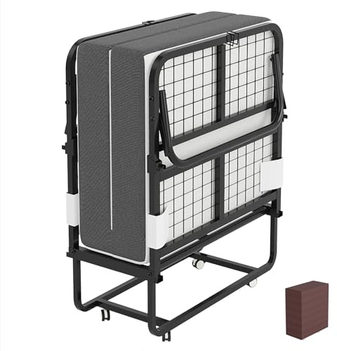MUTUN Klappbett 90x190CM, Klappbetten mit 12CM Matratze, Murphy Bed, Gästebett Klappbar mit Schutzumschlag, Metallklapprahmen, Verstärktes Metallgitter, Belastbarkeit 250 kg