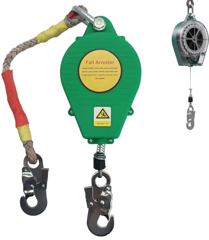 Aocay Höhensicherungsgerät 3m/5m/7m/10m/15m/20m(Grün,5m) | Zertifiziertes Absturzsicherung Einziehbar 150kg, Grün/Gelb Absturzsicherung Dachdecker für Dacharbeiten