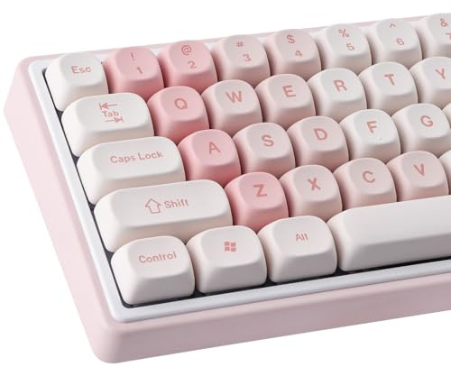 Sunzit Pink MOA Keycaps,142 Keys Cute Cherry PBT Dye Sublimation Custom Keycap Set for Cherry MX Switches ISO/ANSI UK Layout 104/87/74/61 60 Mechanical Gaming Keyboard