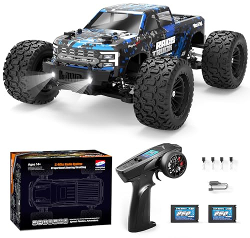 HAIBOXING Ferngesteuertes Auto 1/18 4WD 36km/h Wasserdicht 2 Akkus Geschenk | RC Monstertruck, All-Terrain Offroad, LED-Scheinwerfer, RC380 Motor, 2.4 GHz, öl-Stoßdämpfer, RTR