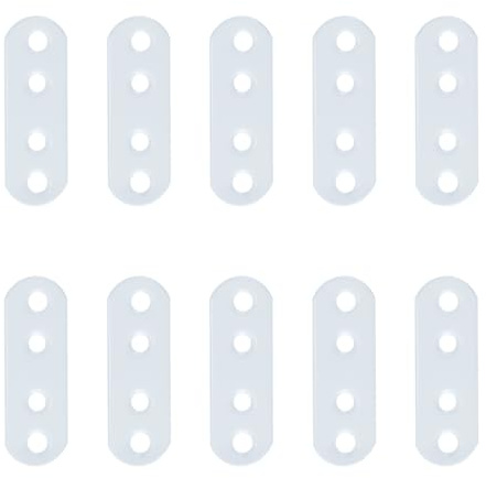 Ausi 10 ángulos rectos planos, placa de soporte de hierro de 55 x 18 mm para reparar muebles de madera, color blanco (con tornillo de 14 mm)