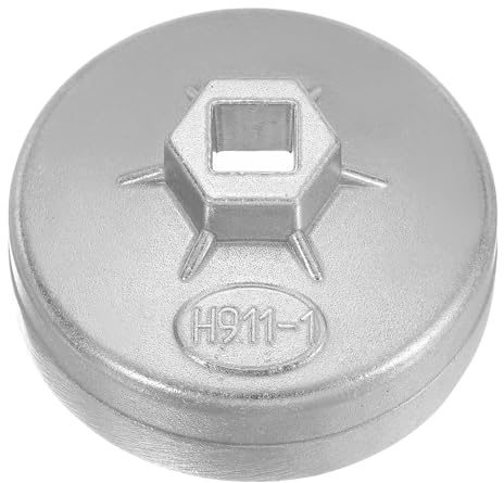 sourcing map Llave de tapa de filtro de aceite, 15 flautas, 79 mm de diámetro interior, 1/2 pulgada, unidad cuadrada de aluminio, herramienta de extracción de enchufe de filtro de aceite métrico para