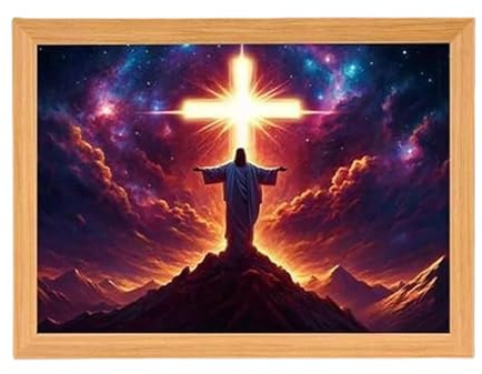 Generisch Lámpara de iglesia - Lámpara de Jesús Imagen Luminosa | Ilustraciones Religiosas Decoración Para Sala de Estar Dormitorio Iglesia Pascua