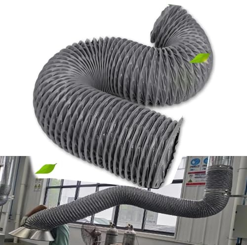 Isolierter Nylon-Trockner-Lüftungsschlauch, flexible HVAC-Luftführung, 561 cm, grau, Abluftk für Gewächshaus und Küche, langlebiger Entlüftungsschlauch (L8 m, 300 mm)