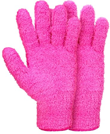 Abeillo Mikrofaser-Handschuhe für Pflanzen, Staubreinigung, wiederverwendbar, waschbar, Reinigungshandschuhe, Fäustlinge, Haus, Autos, Jalousien, Staub (Hot Pink)