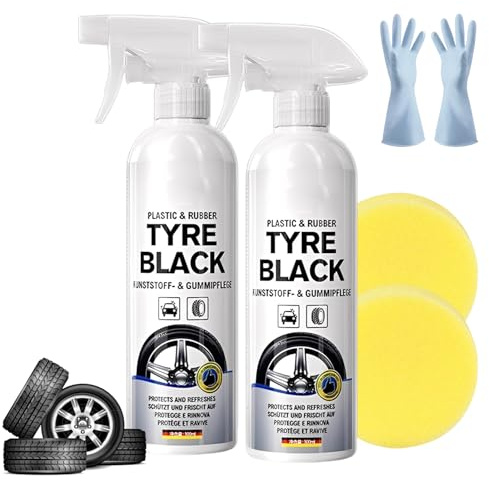 Nbzsmlkn Plastics & Rubber Tyre Shine & Protector Spray, Tire Shine Spray, Rim & Wheel Cleaner Spray, Long-Lasting Wet Tire Finish for Deep Gloss & Protection, High Gloss Tire Coating (2 pcs)