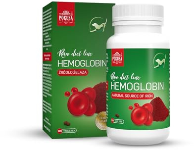 POKUSA - RawDietLine Hemoglobina | 120 tabletas Fuente de Hierro Natural | Suplemento para la formación de sangre y Barf para perros y gatos