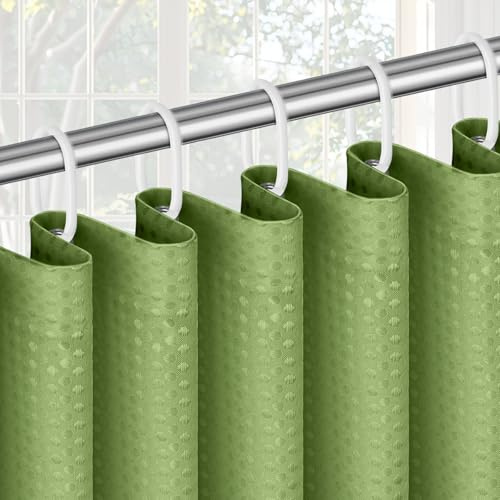 APXEL Waffel Duschvorhang 180 x 200cm Wasserdicht Duschvorhänge Anti-schimmel Waschbar Badvorhang mit Duschvorhangringe aus Kunststoff Modern Badewanne Vorhang für Badezimmer Dusche (Grün)