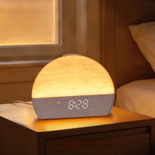 Sunrise Alarm Clock Bedside,Wake Up Light Sunrise Alarm Clock with 11 RGB Lights,Digital Dimmable Alarm Clock for Bedroom,White Noise Machine with 30 Sleep Sounds,Sunlight Alarm Clock,Sleep Aid Gift