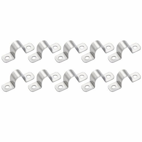 10 Pack U Pipe Clamps, 28mm Stainless Steel U Shaped Brackets Saddle Clip, Heavy Duty Conduit Clamps for Water Pipes, Gas Pipes Cable