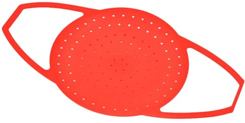 Uonlytech Vaporera de Silicona Plegable para Cocinar Frutas y Mariscos Asas que No se Calientan, Cesta de Vapor Roja Ideal para Preparaciones