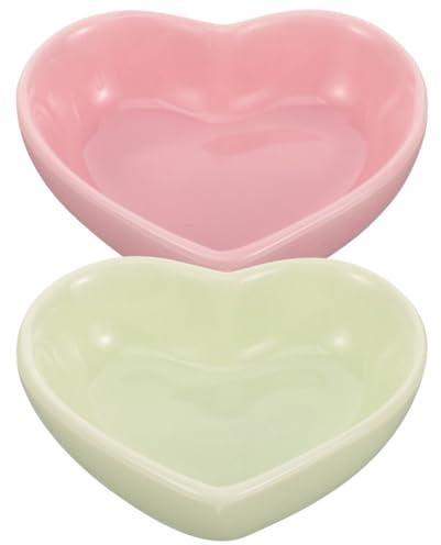 YARNOW 2 ciotole a forma di cuore per criceti | Ciotola piccola in ceramica per porcellini d'India | Ciotola per abbeveratoio e cibo per furetti, ratti, cincillà, conigli, gerbilli, topi e
