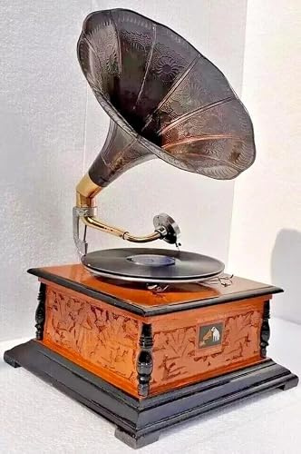 Grammofono | Giradischi a carica completamente funzionante | Funzionale antico grammofono Art Music Box decorazione per compleanno, Natale, ufficio, anniversario di matrimonio