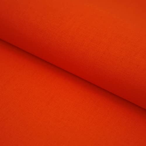 Stoff Meterware Orange 160 cm Baumwolle Linon – Uni einfarbig, schadstoffgeprüft, pflegeleicht, waschbar bis 30 °C, ca. 130 g/m², 1 Meter Baumwollstoff, hergestellt in Europa