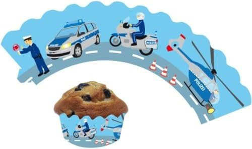12 Polizei - Cupcake Deko Banderolen von DH-Konzept // Muffinförmchen Muffin Förmchen Kindergeburtstag Geburtstag Party Kuchen Police