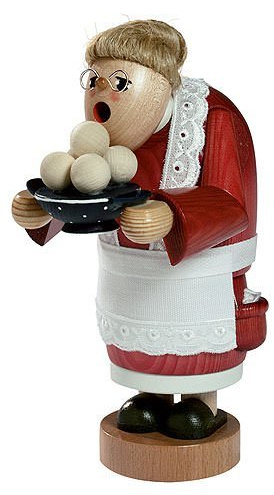 KWO Olbernhau 21074 Räuchermännchen Oma mit Klößen, 17 cm
