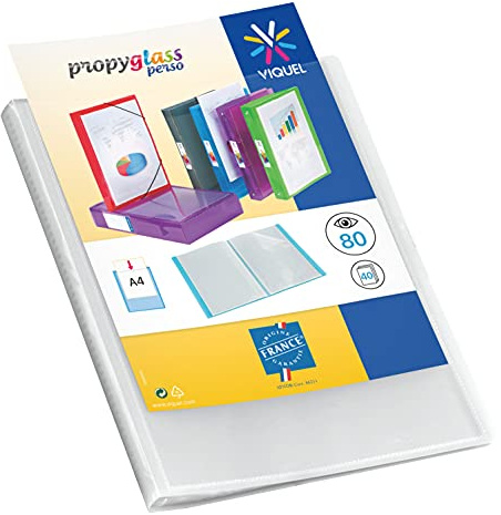 Viquel - Protège documents personnalisable - Reliure Format A4 - Porte vues 80 Vues (40 pochettes) - Fabriqué en France - Pochettes qualité supérieure - Incolore