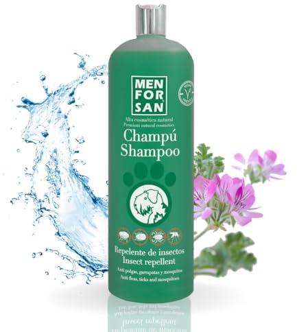 MENFORSAN Champú repelente de insectos para perros 1L, con citronela ingrediente natural