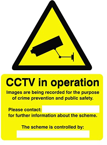 Seco Warning CCTV Cameras in Constant Operation Sign, 150mm x 200mm - 1mm Semi Rigid Plastic, Yellow