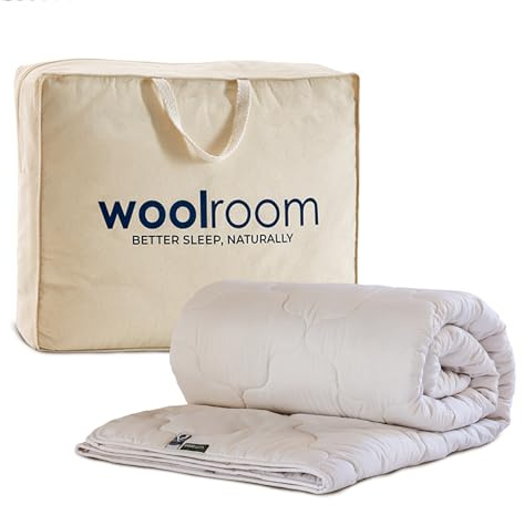 Woolroom Classic British Wool Duvet Single 11-14 Tog, Warm weight - Natural Traceable Certified Anti Allergy Moisture Wicking Bed Bug Resistant - Perfect for Cold Sleepers Cold Weather - W135 x L200cm