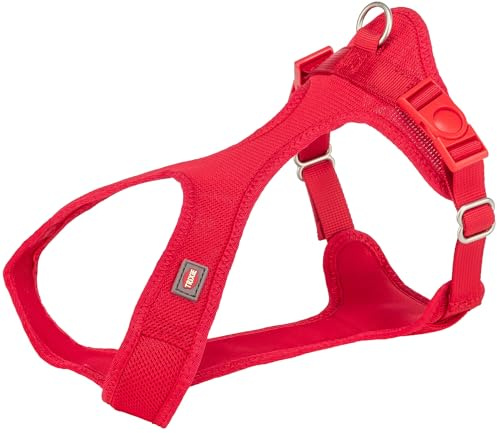 TRIXIE Comfort Soft Hundegeschirr Gr. XXS–XS, 25–35 cm/15 mm – rot | Weich gepolstert mit stufenlos verstellbarem Bauchgurt – sportlicher Komfort zum Joggen für sehr kleine Hunde