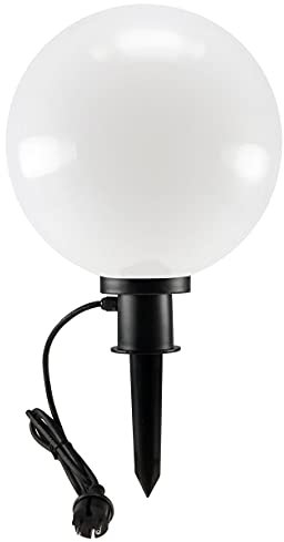 ChiliTec Kugelleuchte Gartenlampe 30cm mit Erdspieß für Aussen IP44 1,5m Kabel E27 Fassung Wetterfest Hitze- & Frost beständig - ohne Leuchtmittel