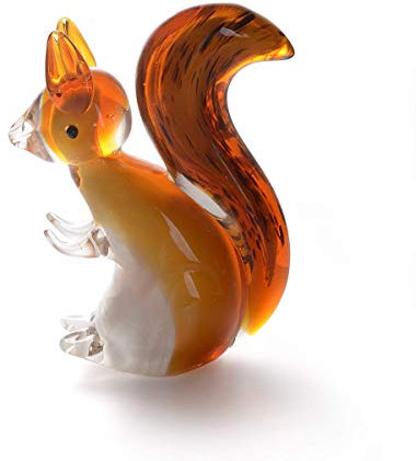 LONGWIN Glas-Skulptur, mundgeblasen, Eichhörnchen, Tierfigur, Heimdekoration, Ornamente