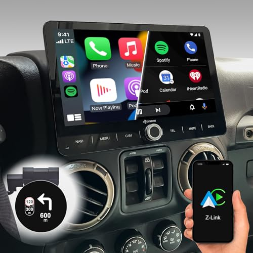 DYNAVIN Android Autoradio GPS pour Jeep Wrangler 2007-2017: 10 Pouces Radio avec Wireless CarPlay et Android Auto | Head-up Display | Dab+ Radio: D10-JP Plus