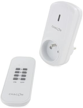 CHACON 54664 - Set de 1 enchufe de encendido/apagado y mando a distancia (3500 W), color blanco