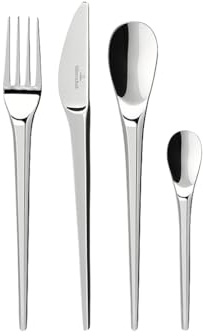 Villeroy & Boch - NewMoon Besteckset 24-teilig Platin, Spülmaschinenfest, Besteck Set für 6 Personen Silber, Besteckset, Besteck, Edelstahl