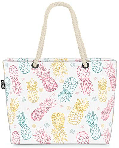 VOID Ananas Grafik Strandtasche Shopper 58x38x16cm 23L XXL Einkaufstasche Tasche Reisetasche Beach Bag, Kissen Farbe:Rot