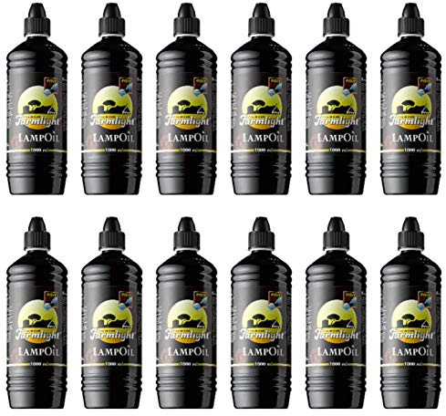 Farmlight Lampoil x 1 L Huile pour lampes transparentes 6 bouteilles de 1 litre, Marron