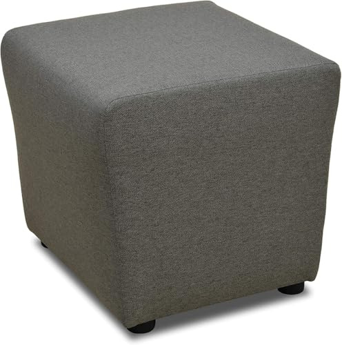 DOMO. collection Polsterhocker Bob, Sitzhocker, Sitzwürfel, Fußhocker, 46 x 46 x 43 cm (BxTxH), Webstoff in grau | Hocker als vielseitiger Sitz- und Fußhocker für Wohnbereich und Lounge, 46 x 46 x 43 cm (BxTxH)