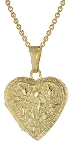 trendor Medaillon Herz mit Kette 925 Silber goldplattiert 39535 | zauberhafte Halskette für Damen, zeitloser Anhänger für Frauen, elegante Geschenkidee