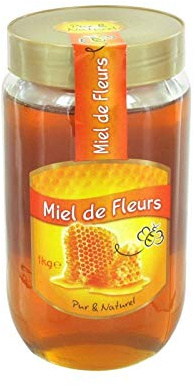 SANS MARQUE - Miel Fleur Pot Verre 1Kg - le Lot De 3