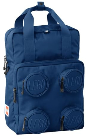 LEGO® Signture Zaino Mattoncino 2x2 con Scomparto per Tablet/Laptop, 15L, 4 Tasche Frontali Porta Accessori - Blu