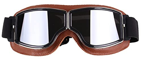 LLDDSS Retro Motorradbrille Brille Vintage Motorradbrille Outdoor Sport Leder für Harley Fliegerbrille