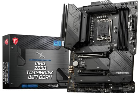 MSI MAG Z690 TOMAHAWK WIFI DDR4 Motherboard ATX - Supports Intel 12th Gen Core Processors, LGA 1700-70A VRM, Memory Boost (DDR4-5200MHz/OC), 1 x PCIe 5.0 x16, 3 x M.2 Gen4/ x4, Wi-Fi 6