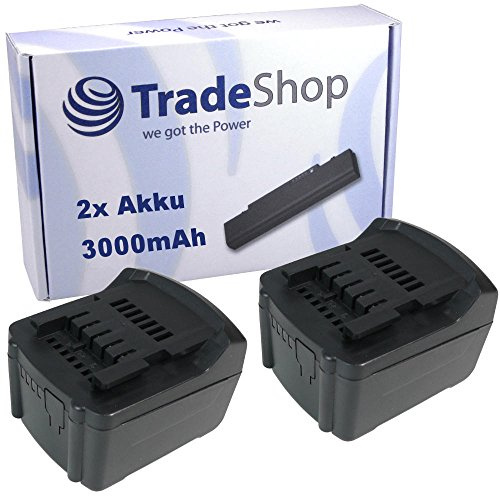 2X Trade-Shop Premium Li-Ion Akku, 14,4V / 3000mAh für Metabo BS RC SB SSD SSW ULA 14.4 LT LTX Compact Impuls Quick ersetzt 6.25454, 6.25467, 6.25456, 6.25458, 6.25468, 6.25526, C-98116