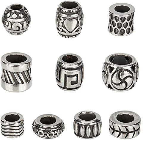 NBEADS 10 Stk. 304 Edelstahl perlen, Mixed Style European Column Beads Tube/Barrel/Rondelle Form Spacer Beads Für Halskette Armband DIY Schmuckherstellung
