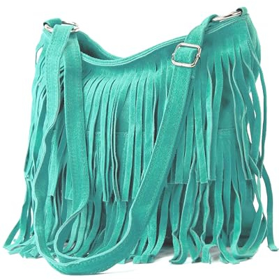 modamoda de T125 Sac à bandoulière et sac à main en cuir daim pour femme fait main en Italie, m