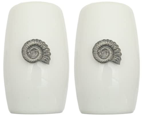 Ammonite Fossil China Salt and Pepper Shakers Cruet Set Modern White CSP 428