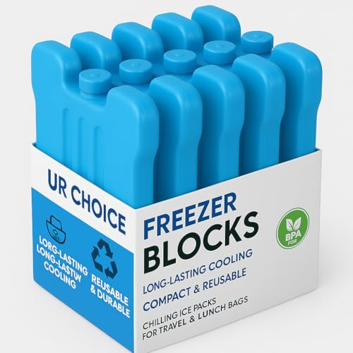 UR CHOICE Freezer Blocks – 6 Pack | Long-Lasting Reusable Ice Packs for Cool Bags, Lunch Boxes & Coolers – Leakproof, Slim & Lightweight – Keeps Food Fresh & Drinks Cold for Camping, Travel & Picnic